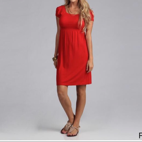 Red sundress with cinched waist