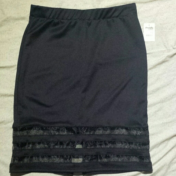 Charlotte Russe Dresses & Skirts - Black Midi Skirt with Sheer Bottom