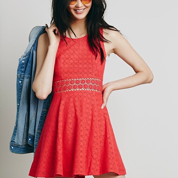 Free People Dresses & Skirts - Free People Fitted with Daisies Dress in Orange