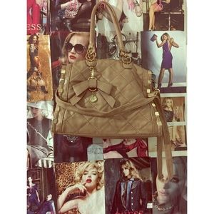 Nude studded satchel handbag