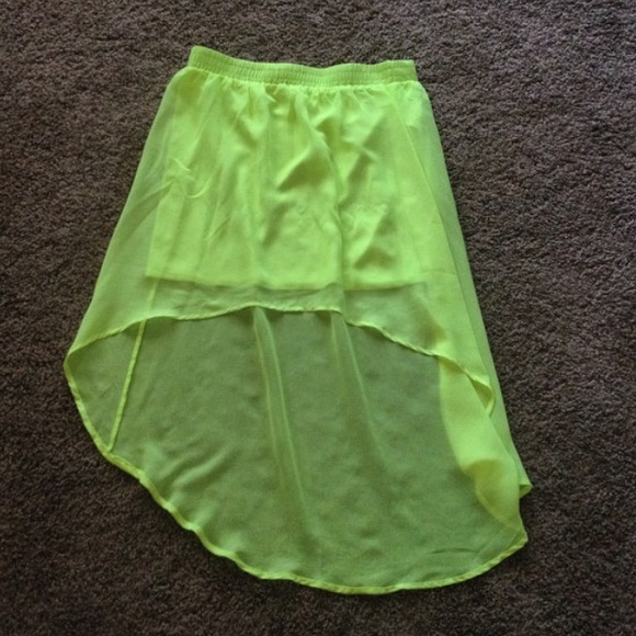 Neon Yellow Chiffon High Low Skirt