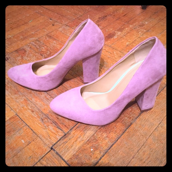 Missguided Blocked Heel Pumps Lilac