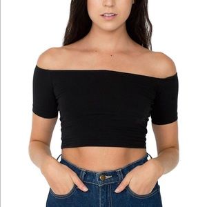 American Apparel Off Shoulder Crop Top