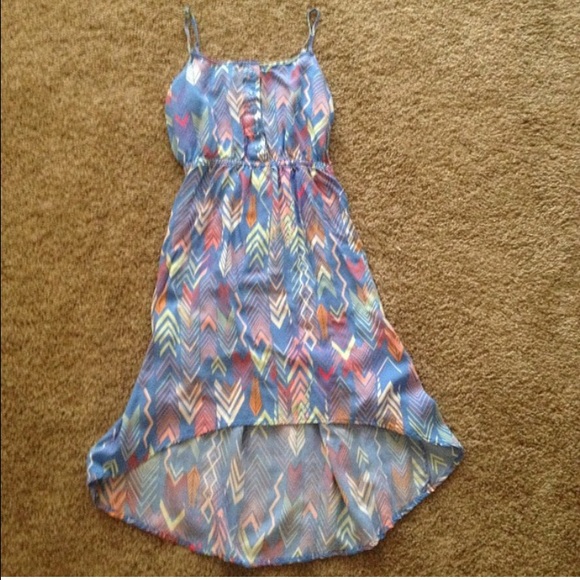Periwinkle Aztec Print High Low Dress