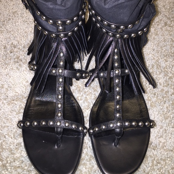 BNIB Saint Laurent T-sandals Nu Pieds fringe πΈπΈ - Picture 4 of 4