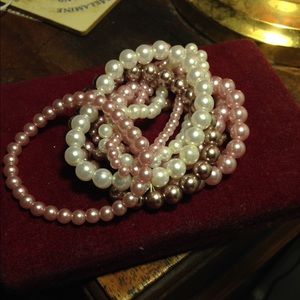 9 faux pearl bracelets