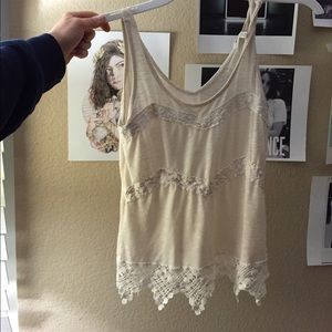 Lace cream tank