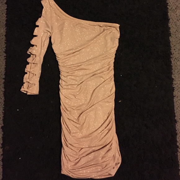 One shoulder dress.