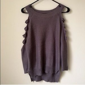Grey sweater cutoff sleeves!
