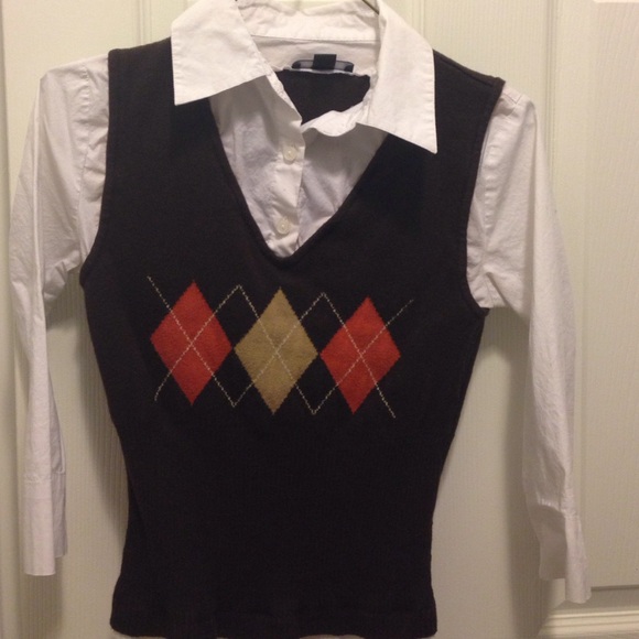 Sweater with inner white collar shirt