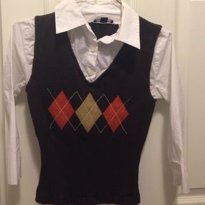 Sweater with inner white collar shirt