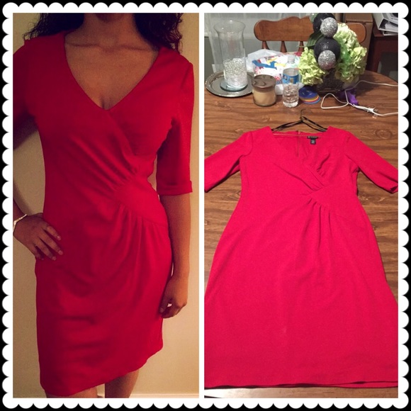 Red V-Neck Dress