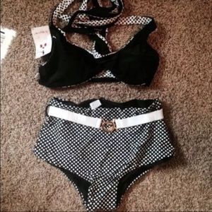 Two piece reversal swim suit