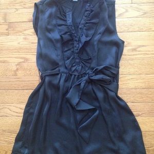 $4 black satiny ruffle button dress or tunic top