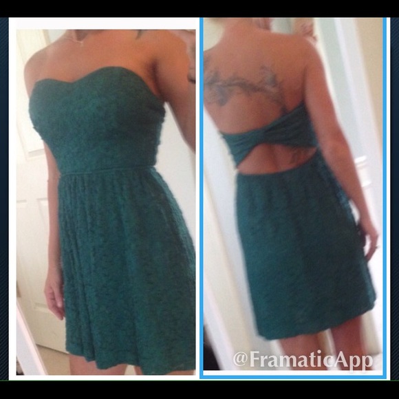$4 green lace open back dress