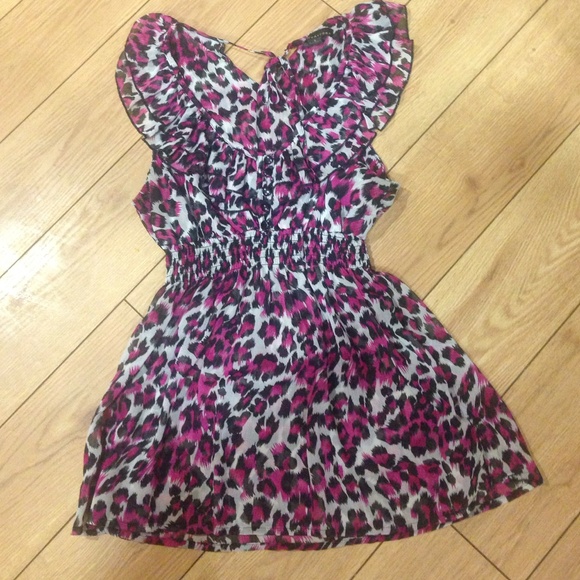 Pink and black leopard top