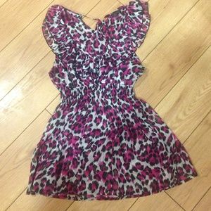 Pink and black leopard top