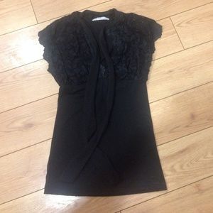 Black half lace top