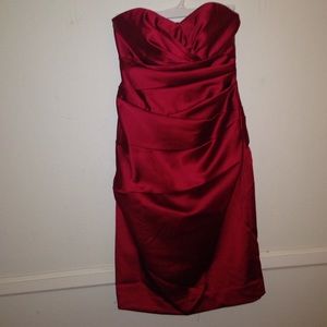 Davids Bridal cherry bridesmaid dress