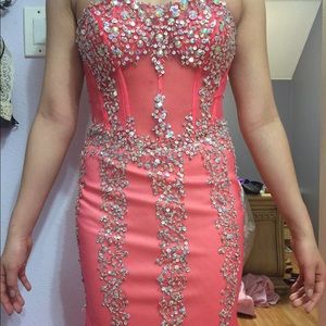 Sheer pink prom dress