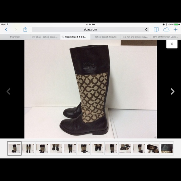 COACH SIZE 5 1/2 B SIGNATURE KNEE HIGH BOOTS - Picture 2 of 4