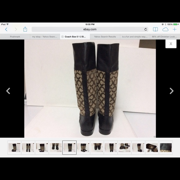 COACH SIZE 5 1/2 B SIGNATURE KNEE HIGH BOOTS - Picture 3 of 4