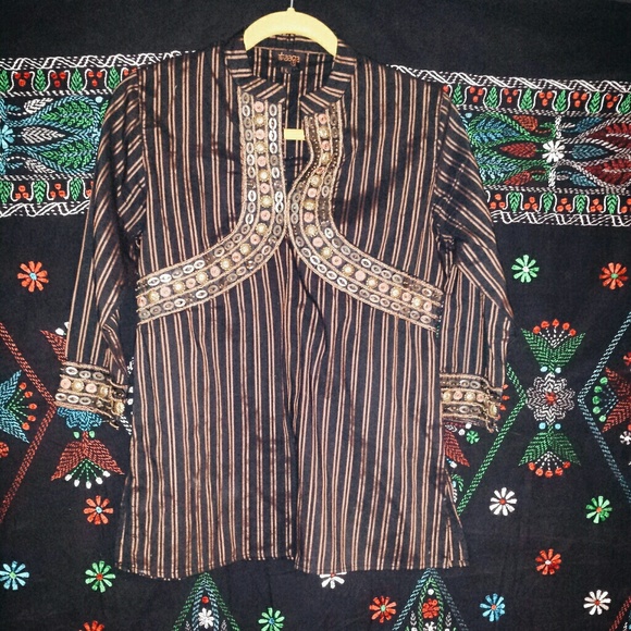 Black Brown and Gold Kurti Indian Top Tunic