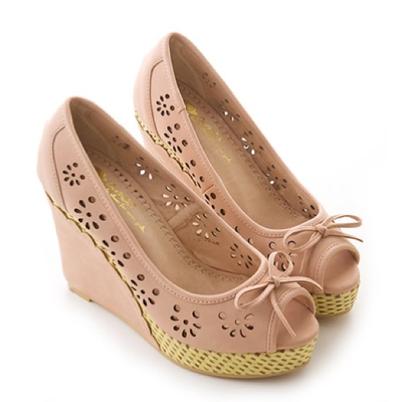 Lace Wedge heels, sweet pink