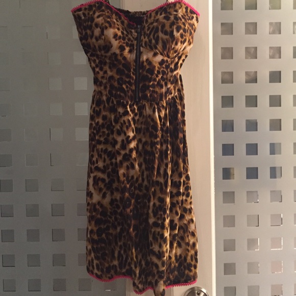 Leopard print bustier skater dress