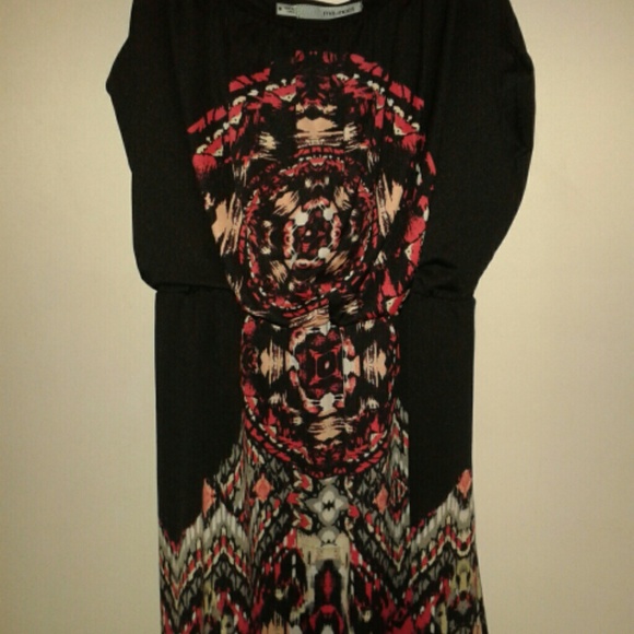 Red and black patterned dress