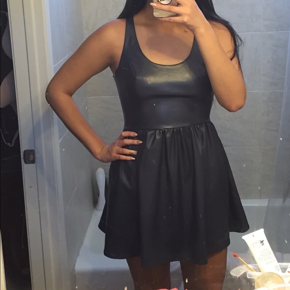 Vera wang pleather mini dress