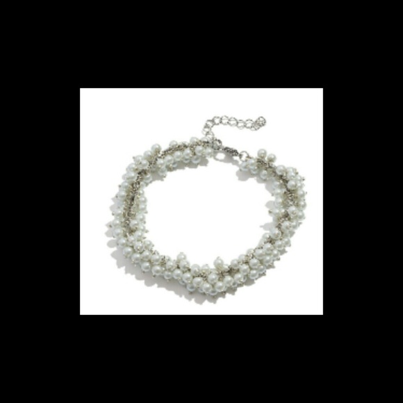 Glass pearl bracelet with stainless steel chain