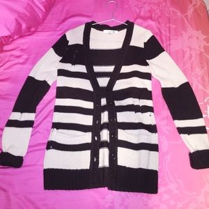 Forever 21 Brown and White Knitted Cardigan