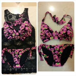 2 piece swim suit with cover up