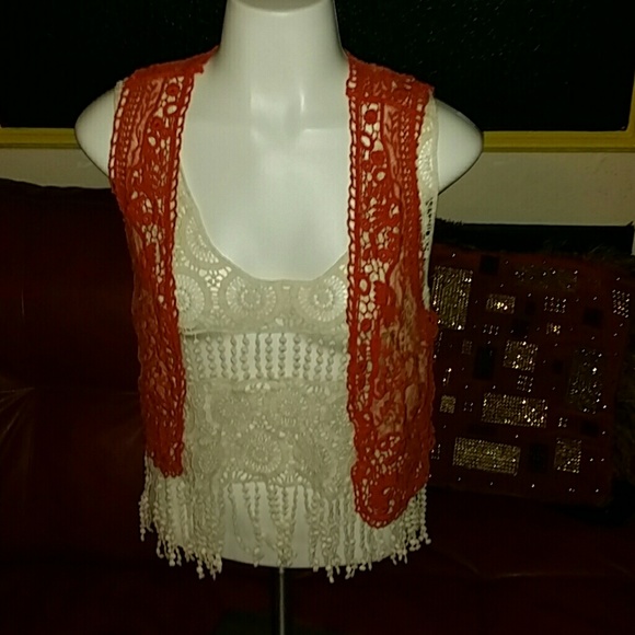 Orange lace vest