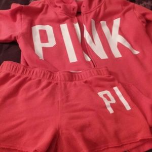 Vs pink jacket with short set