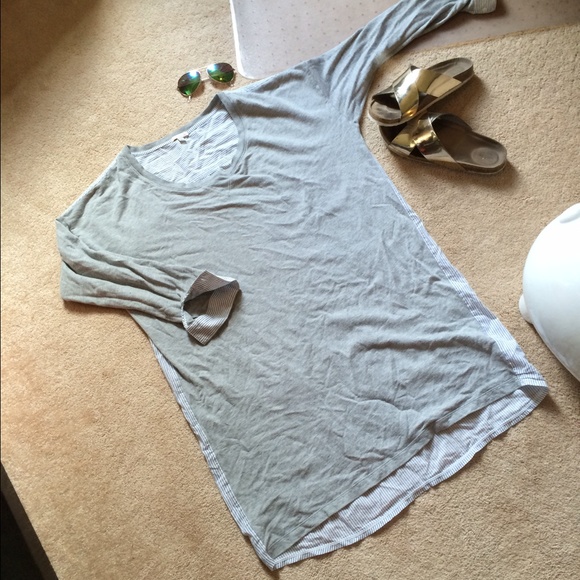 Pinstripe oxford and terry dress /tunic