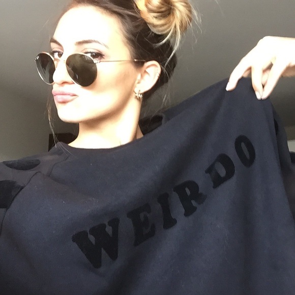 Lazy Oafs Sweaters - Lazy Oaf Weirdo Sweatshirt w black velvet details