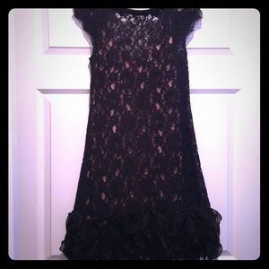 Jessica Simpson Lace Feather-Hem Dress