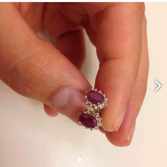 Reduced! Zales Ruby & Diamond Stud Earrings