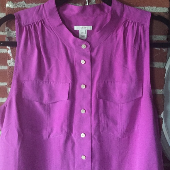 J Crew Magenta Pink Silk Blouse