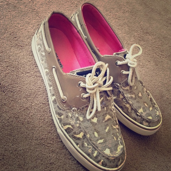 Sperry Top Sider neutral cheetah boat shoes