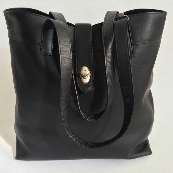 Genuine Leather Black Tote Purse