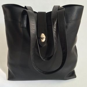 Genuine Leather Black Tote Purse