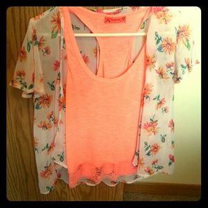 Shirt with matching cardigan