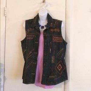 🎉REDUCED 🎉 Chico's Denim Jewel Sleeveless Vest🛍