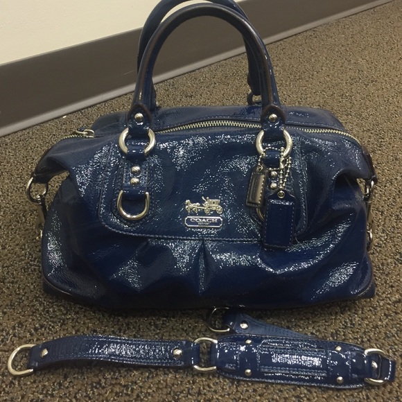COACH Madison Patent Blue leather satchel