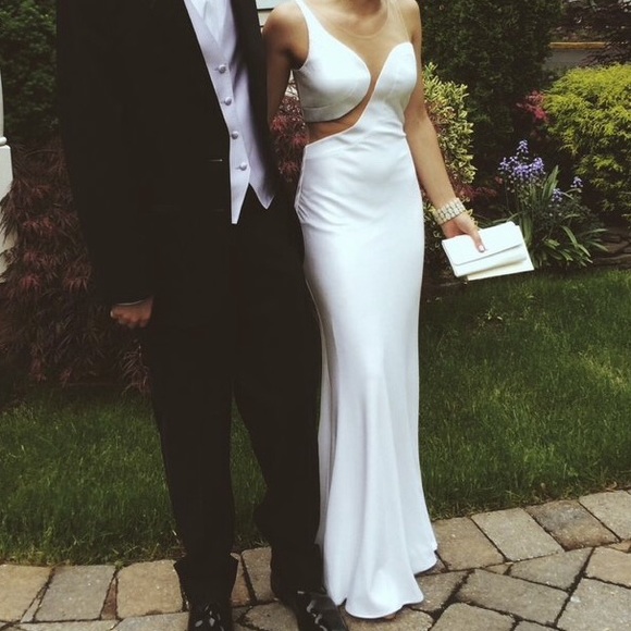 Faviana prom dress with mesh inserts