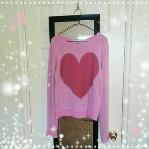Wildfox Pink Heart Sweater Baggy Beach Jumper