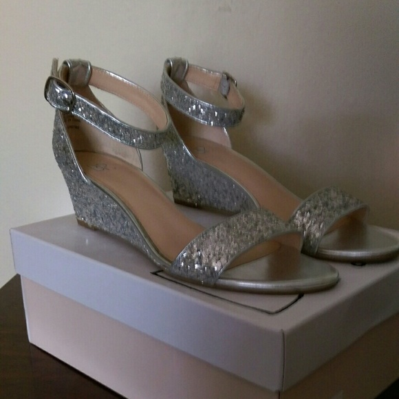 Glitter wedge shoes